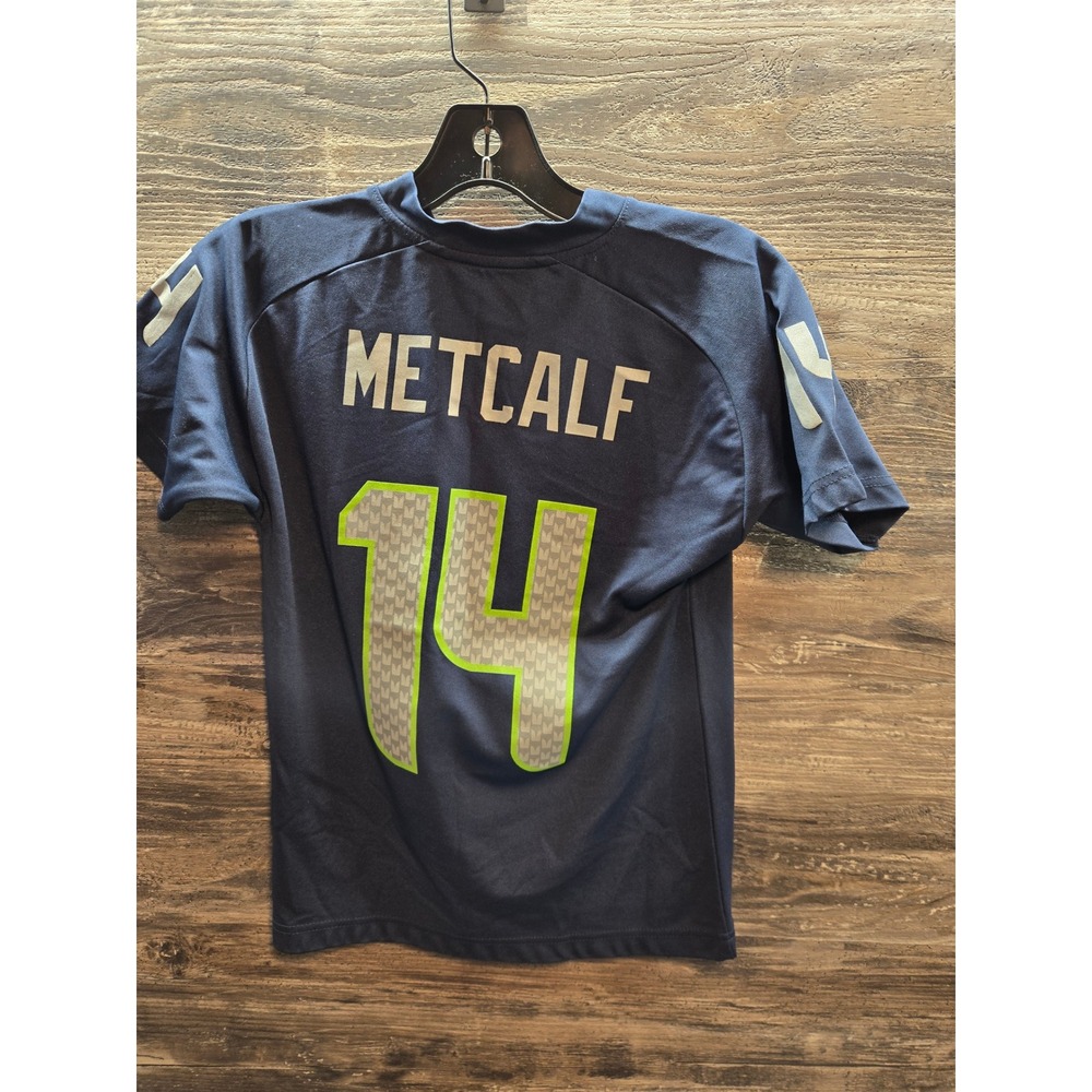 NFL‎ Seattle Seahawks DK Metcalf 14 Navy Blue Youth Jersey Size Small 8 S-CH-P-8